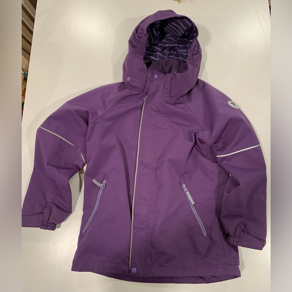 Polarn O. Pyret eco wind fleece and waterproof shell jacket, purple, 9-10/140